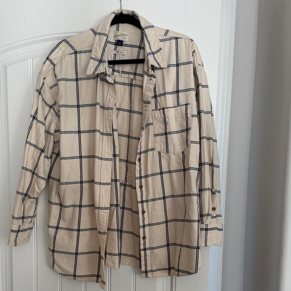 Casual Beige/navy plaid Shirt
